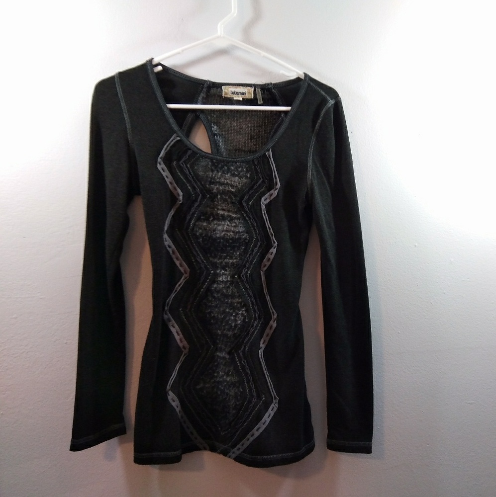 Lulumari Light Sweater Black & Grey Top Mesh